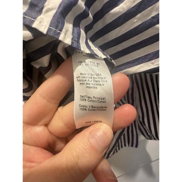 Women’s RAG & BONE | off the shoulder striped Cotton Blue White top XS USA - Picture 6 of 6